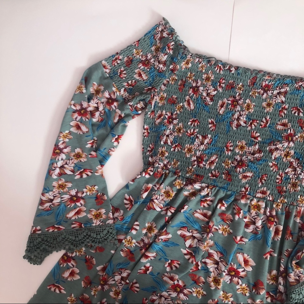 Xhilaration Floral Dress (L) Off shoulder